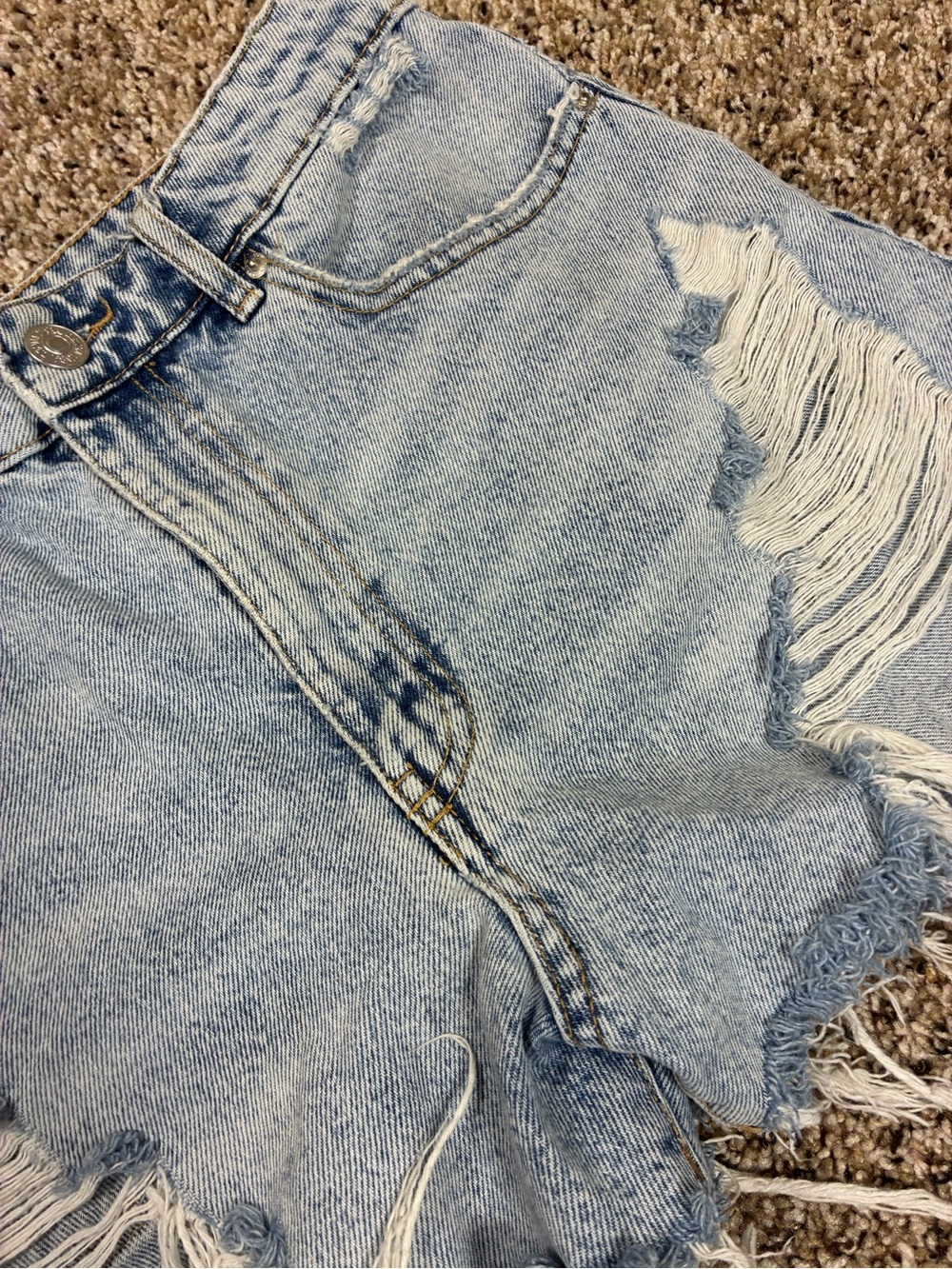 ZARA Distressed High Waited Denim Cut Off Shorts - Picture 8 of 9